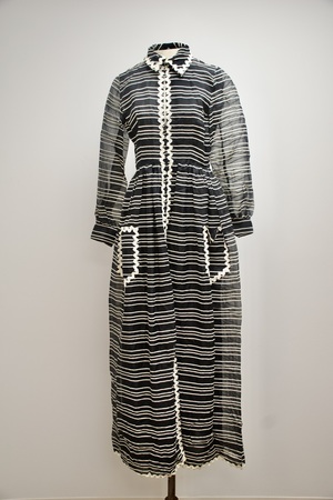 Vintage Oscar de La Renta Long Black and White Striped Dress