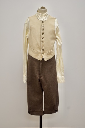 Colonial/Victorian Boys Ensemble with Cream Waistcoat and Brown Wool Knickers