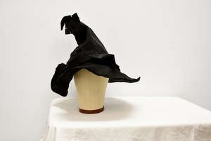 Black crooked faux suede Witch Hat