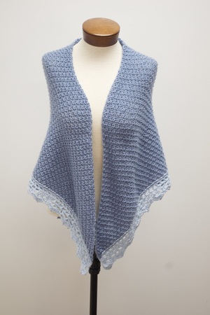 Women's Blue Crocheted Shawl
