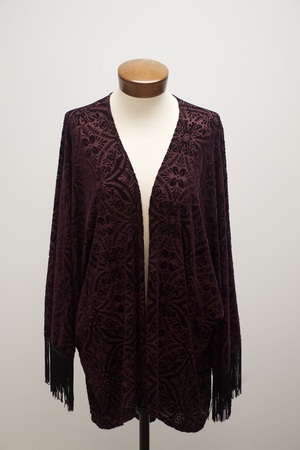 Women's Purple and Black Velvet Shawl