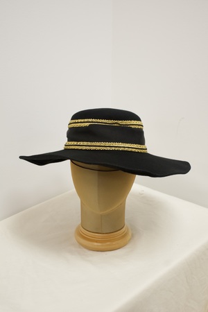 Black Wide Brim Hat with Gold Trim
