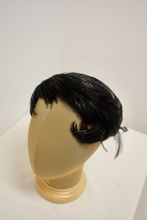 Vintage Black Feathered Half Hat