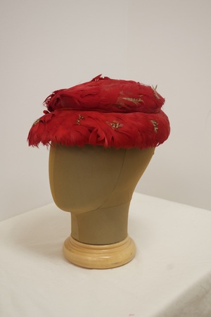 Vintage Red Feathered Hat