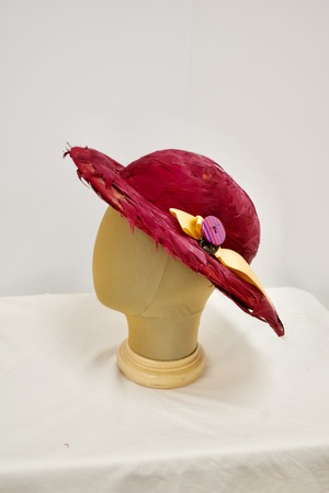 Women's Red Feathered Hat