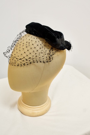 Black Velvet Half Hat with Net