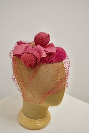 Vintage Pink Velvet Hat with Netting
