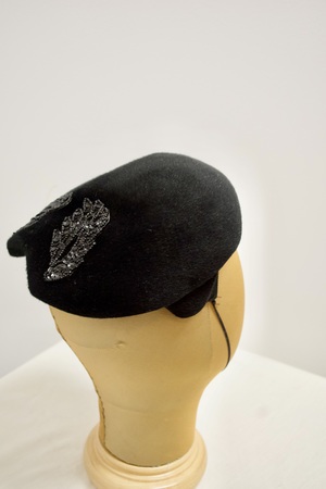 Vintage  Black Velvet Cocktail Hat