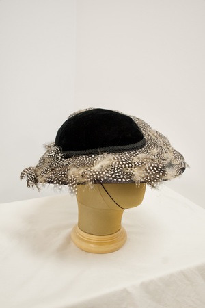 Vintage Black Velvet Hat with Feathers