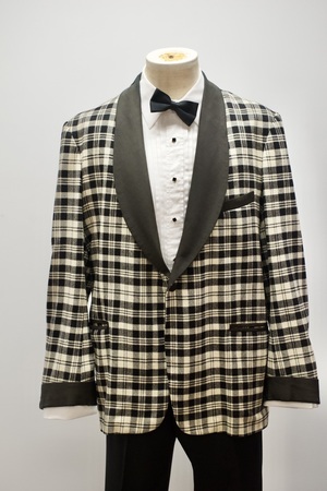 Vintage Black and White Checked Tuxedo Jacket