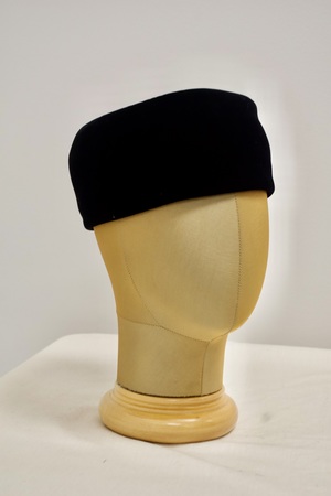 Vintage Black Velvet Pillbox Hat