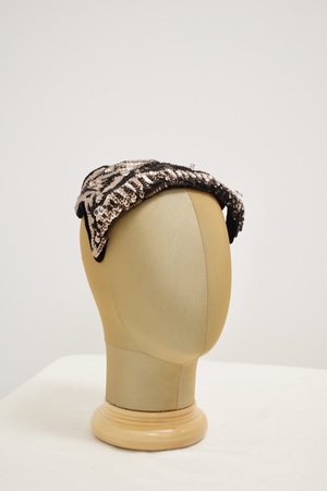 Brown and Taupe Sequin Cocktail Hat