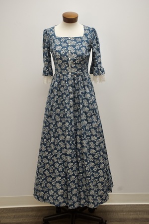 Victorian Blue Calico Dress