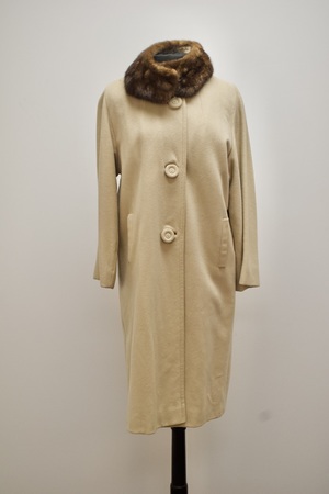Women's Beige Fur Collared Coat