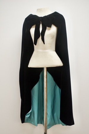 Vintage Black Velvet and Turquoise Silk Cape