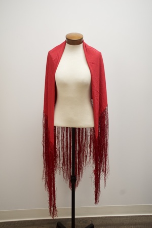 Women's Red Silk Fringe Shawl