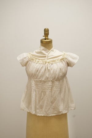Cream Short Sleeved Peasant Blouse