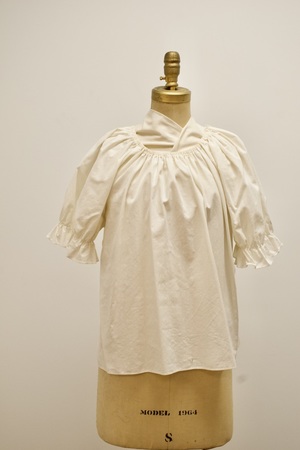 Women's Cream Mid-Length Sleeved Peasant Blouse