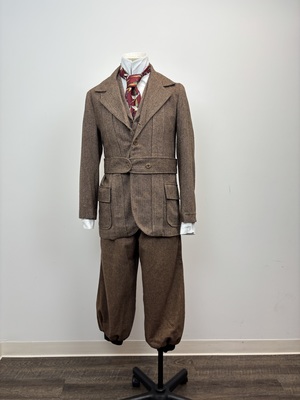 Vintage Reproduction Wool Herringbone Norfolk Jacket and Vest and Knickers Ensemble