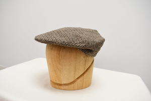 Vintage Wool Tweed Brown Check Flat Cap