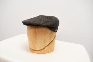 Vintage Brown Wool Herringbone Flat Cap