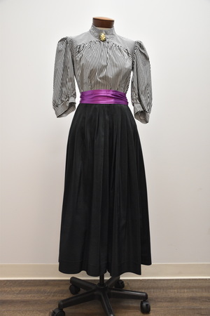 Victorian Black and White Blouse and Skirt Ensemble