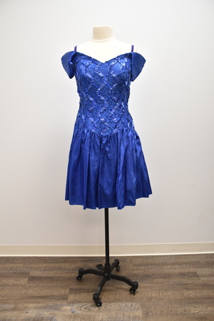 80s blue dress Blue and White Polka Dot 80s Flamenco Dress, S/M – THE VAULT COLLECTIVE &  ELSWHEN ELSEWEAR main image 1