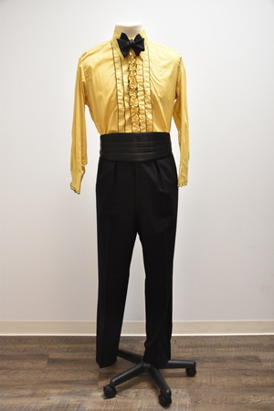 Vintage Saffron Yellow Ruffled Tuxedo Shirt
