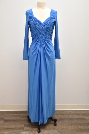 Vintage Turquoise Blue Ruched Gown