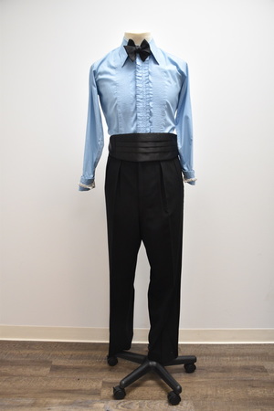 Vintage Ruffled Blue Tuxedo Shirt