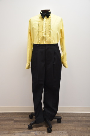 Vintage Yellow Ruffled Tuxedo Shirt