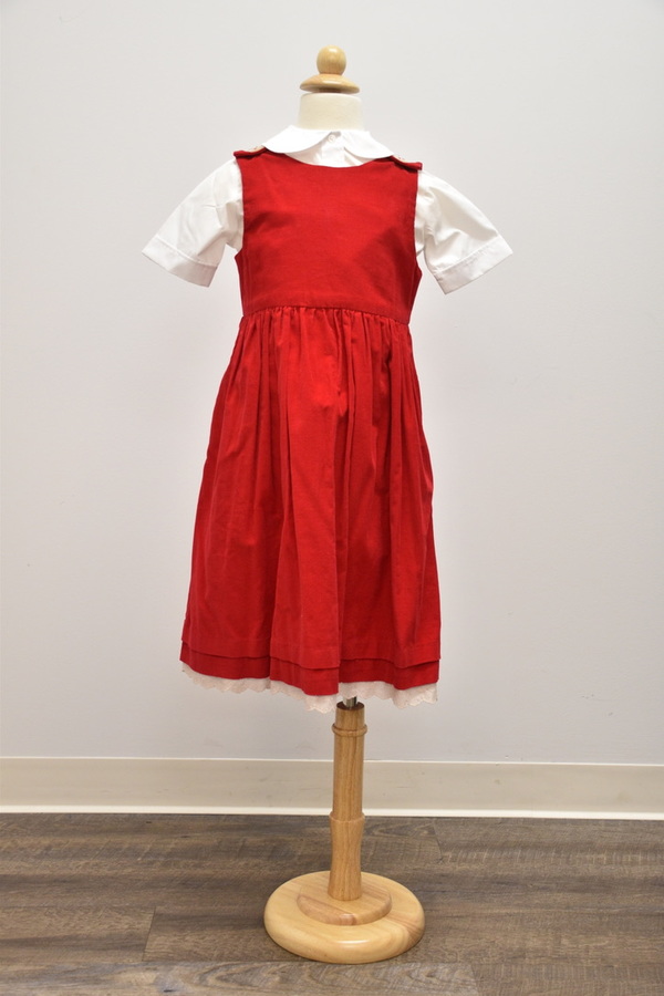 red corduroy jumper dress Tico Jumper Corduroy Dress - Red