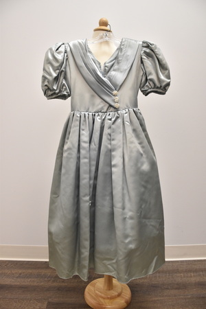 Vintage Girls Blue Satin Dress