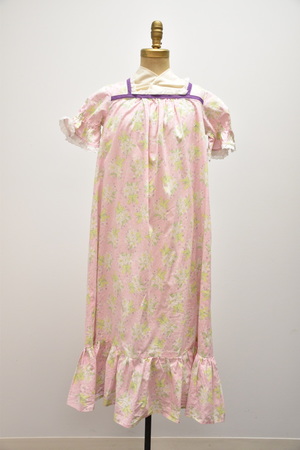 Vintage Girl's Pink Floral Cotton Nightgown
