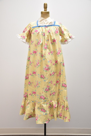 Vintage Girl's Yellow Floral Cotton Nightgown
