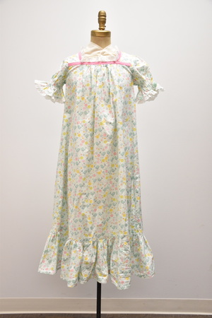 Vintage Girl's White Floral Cotton Nightgown