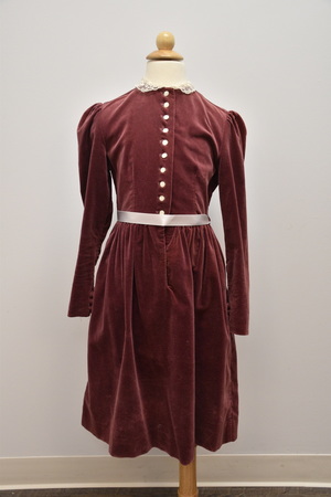 Vintage Burgundy Velvet Girls Dress
