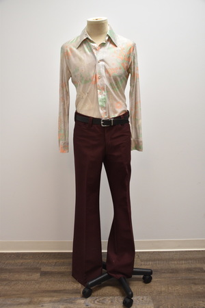 1970s Flower Shirt with vintage maroon pants