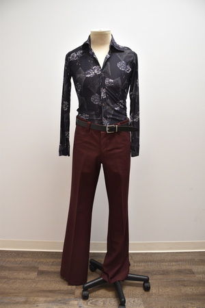 Vintage 1970's Black shirt and maroon pants