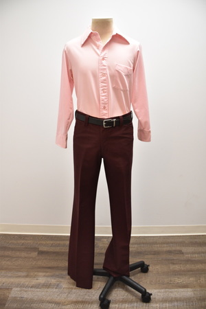Vintage 1970's Pink Shirt and Maroon Pants