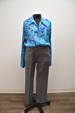 1970's Turquoise shirt and vintage pants