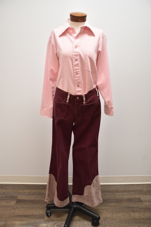 Vintage 1970's  pink shirt and maroon cowboy pants