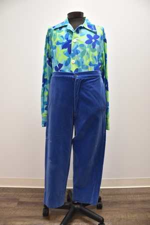 1970's Blue Shirt and vintage velvet pants