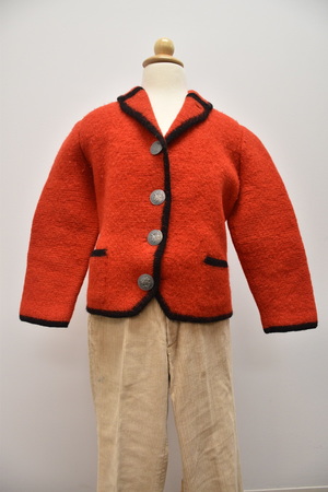 Austrian boiled wool red jacket and child's tan breeches