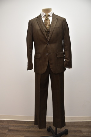 Brown Pinstripe 3 Piece Suit