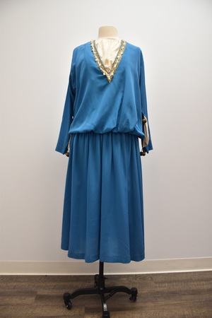 1920's Turquoise Silk Day Dress