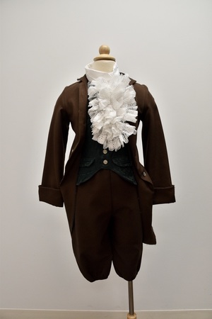 Boy's Colonial Chocolate Brown Coat and Green Waistcoat Ensemble