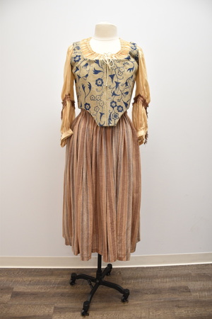 Blue and Tan Bodice, Blouse and Skirt