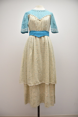 Cream and Turquoise Titanic Era Day Dress