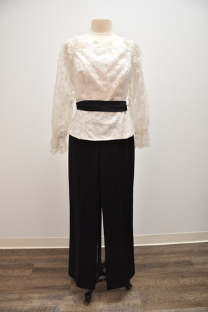 Vintage 1980's White Lace and Black Pant Cocktail Ensemble